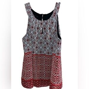 AB Studio Black and Red Pleated Sleeveless Blouse 👚 Like New Size XL